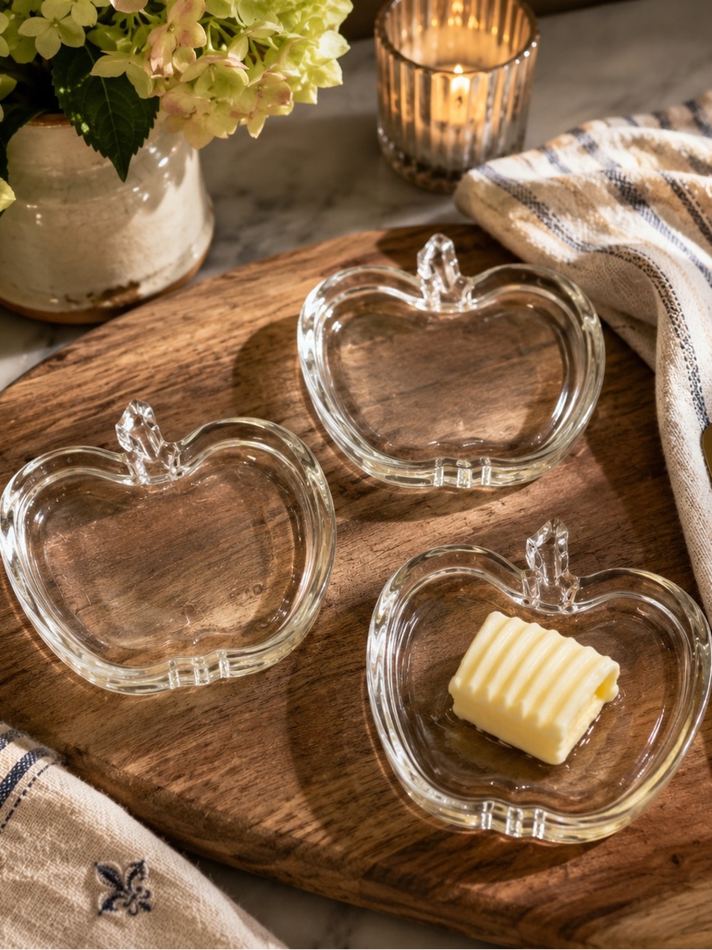 Vintage Hazel Atlas Orchard Apple Glass Butter Pats | Set of 3